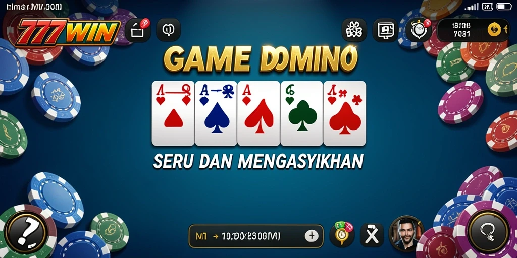 Menampilkan gameplay seru saat bermain domino di 777WIN.