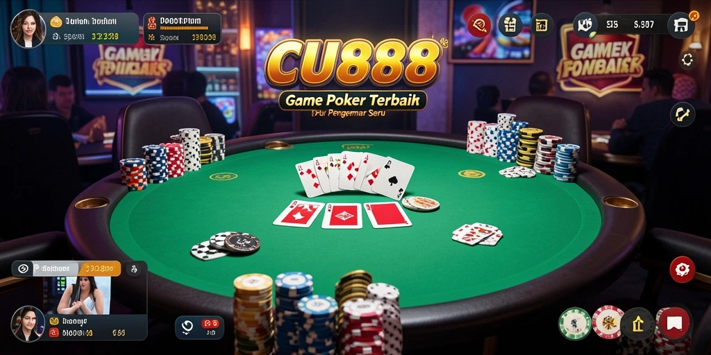 Tangkapan layar game CU888 menampilkan aksi seru di meja Poker.