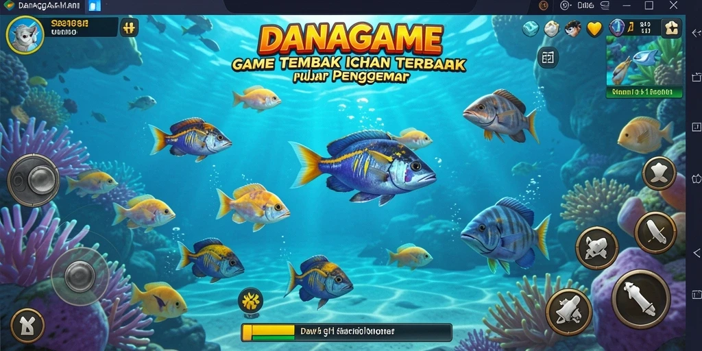Tampilan gameplay seru di DANAGAME dengan beragam jenis ikan.