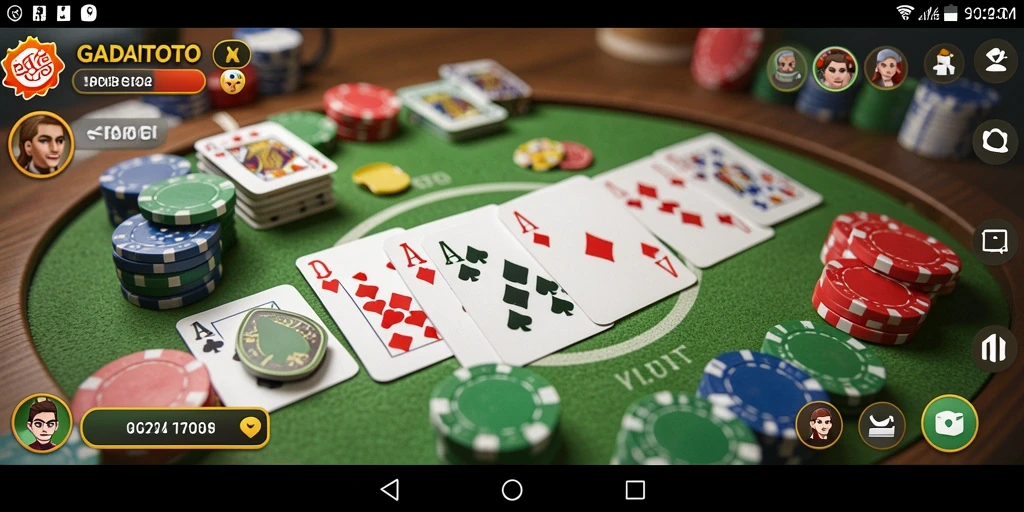 Screenshot GADAITOTO menampilkan tampilan seru permainan Gaple.