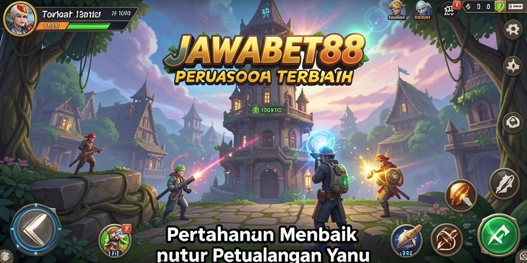 Tangkapan layar utama JAWABET88 menampilkan aksi pertahanan menara yang mendebarkan.