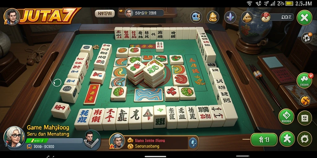 Tangkapan layar menunjukkan gameplay seru dan strategi Mahjong.