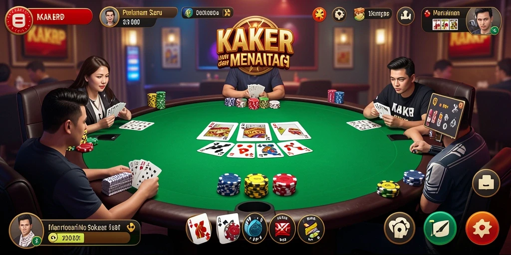 Screenshot KAKRP menampilkan gameplay poker yang seru dan interaktif.