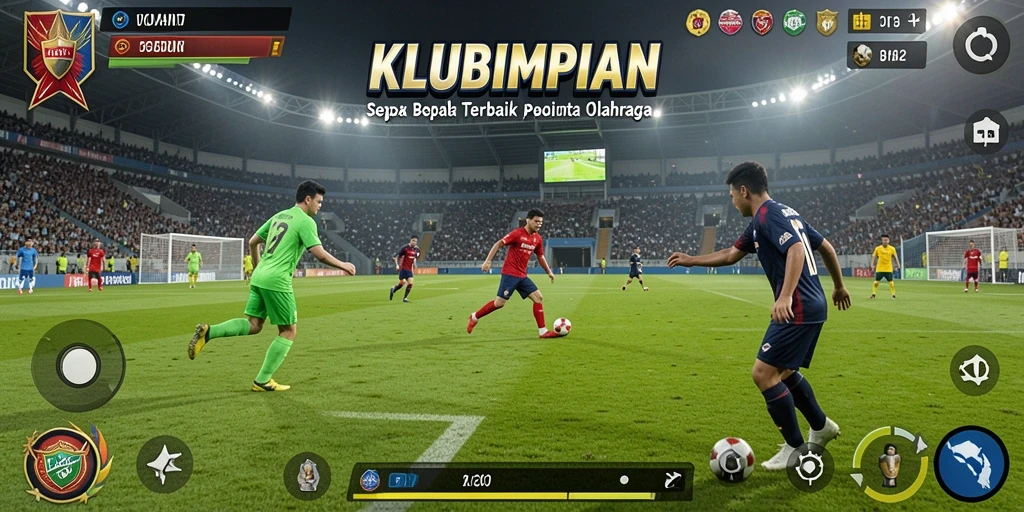 Tampilan gameplay seru dalam KLUBIMPIAN dengan aksi sepak bola nyata.