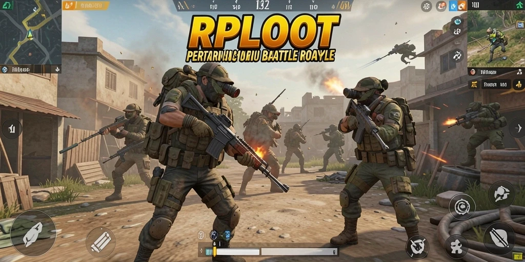Tampilan seru gameplay RPLOOT dalam pertarungan Battle Royale.