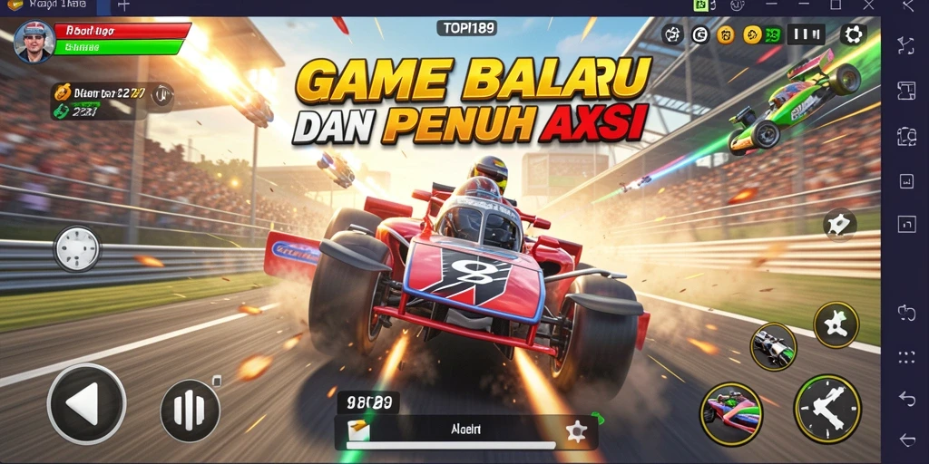 Gameplay balap yang seru dan penuh aksi di TOPI189.